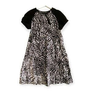 Agnes b. Dress black and white cotton print midi dress SZ 2/S